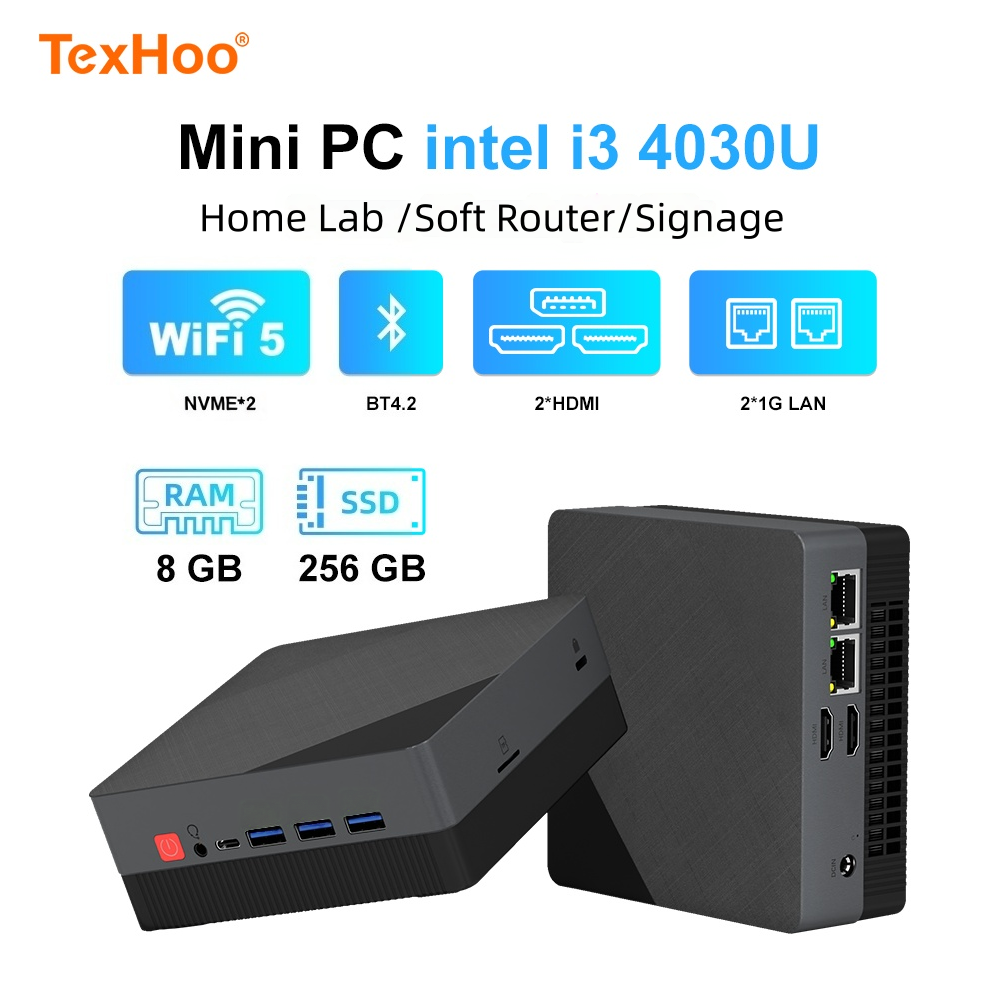 Texhoo MINI PC Intel Core I3 4 - đánh giá và giá Memory Card Ssd
